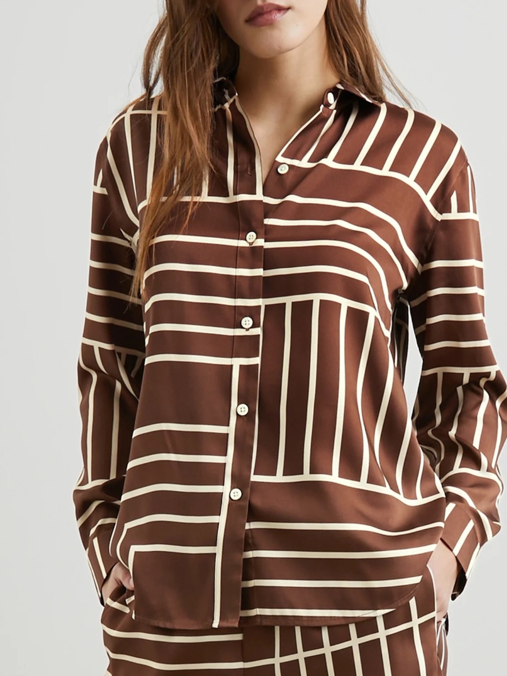Rails Elias Brown Line Art Shirt, Button Up, Size Medium. Original Retail 218.00